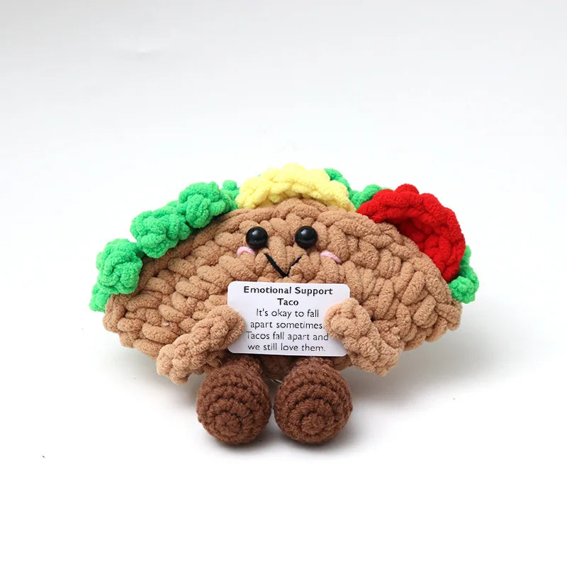 Handmade Wool Crochet Dog Doll – Positive Affirmation Plush for Home Decor