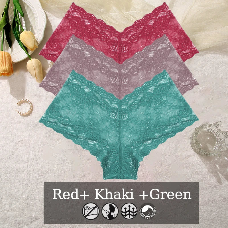 Floral Lace Panties – Sexy V-Waist Breathable Underwear for Women