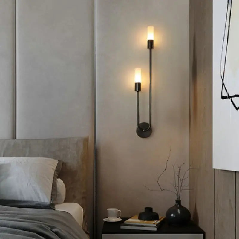 Modern LED Wall Lamp – Minimalist Black and Gold Lighting for Home Decor