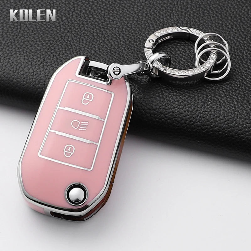 TPU Car Key Case Cover – Protective Keychain for Peugeot and Citroen Models