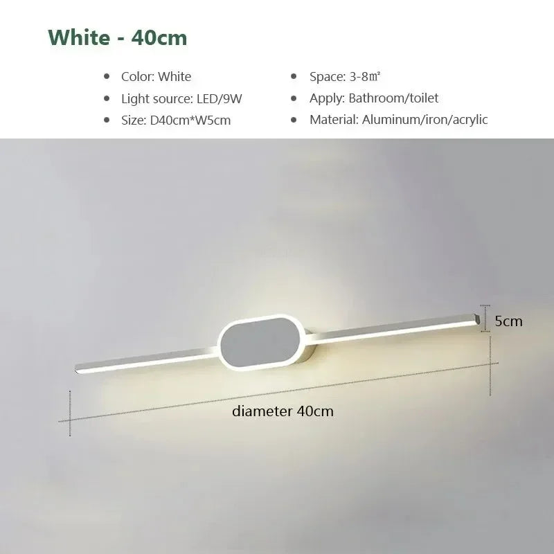 LED Mirror Front Wall Sconce – 40-80cm Strip Light for Bathroom Decor