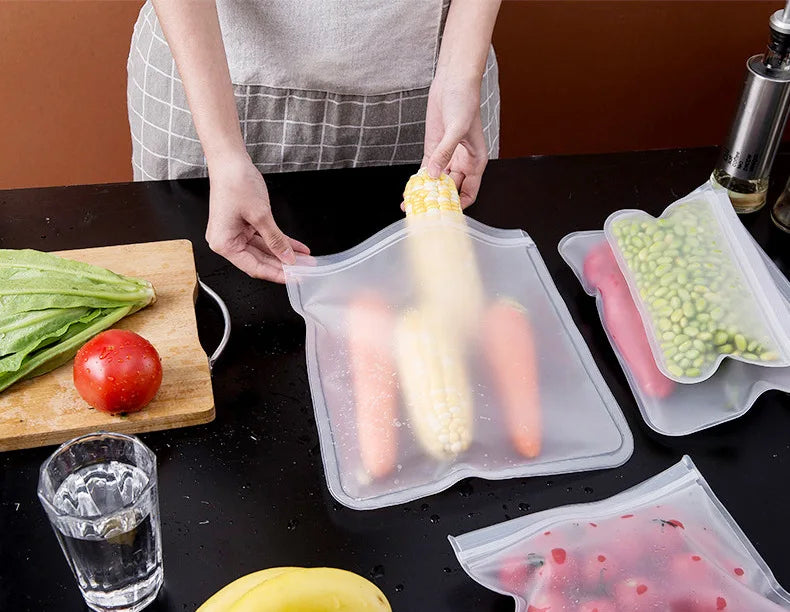 Silicone Food Storage Bags – Leakproof Reusable Containers for Freezer Kitchen