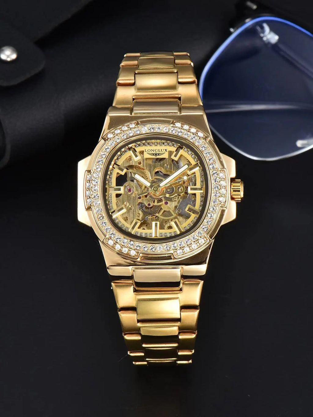 Skeleton Automatic Watch – Luxury Stainless Steel Diamond for Men
