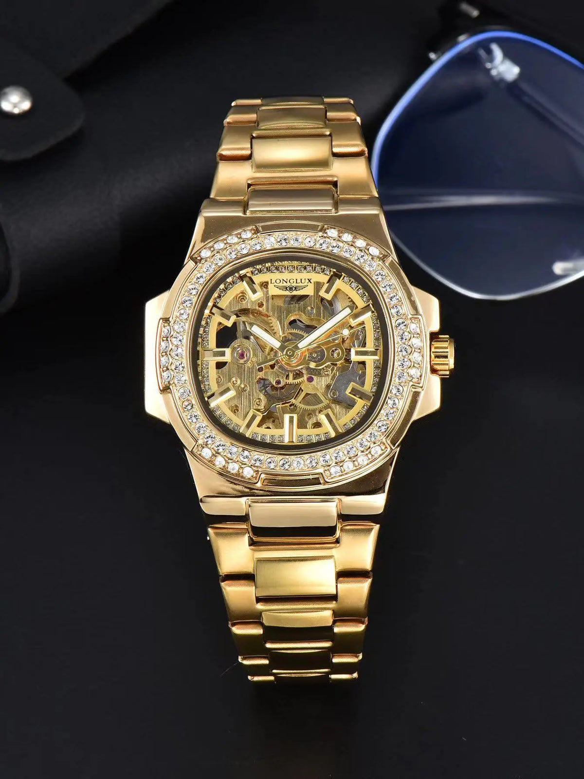 Skeleton Automatic Watch – Luxury Stainless Steel Diamond for Men