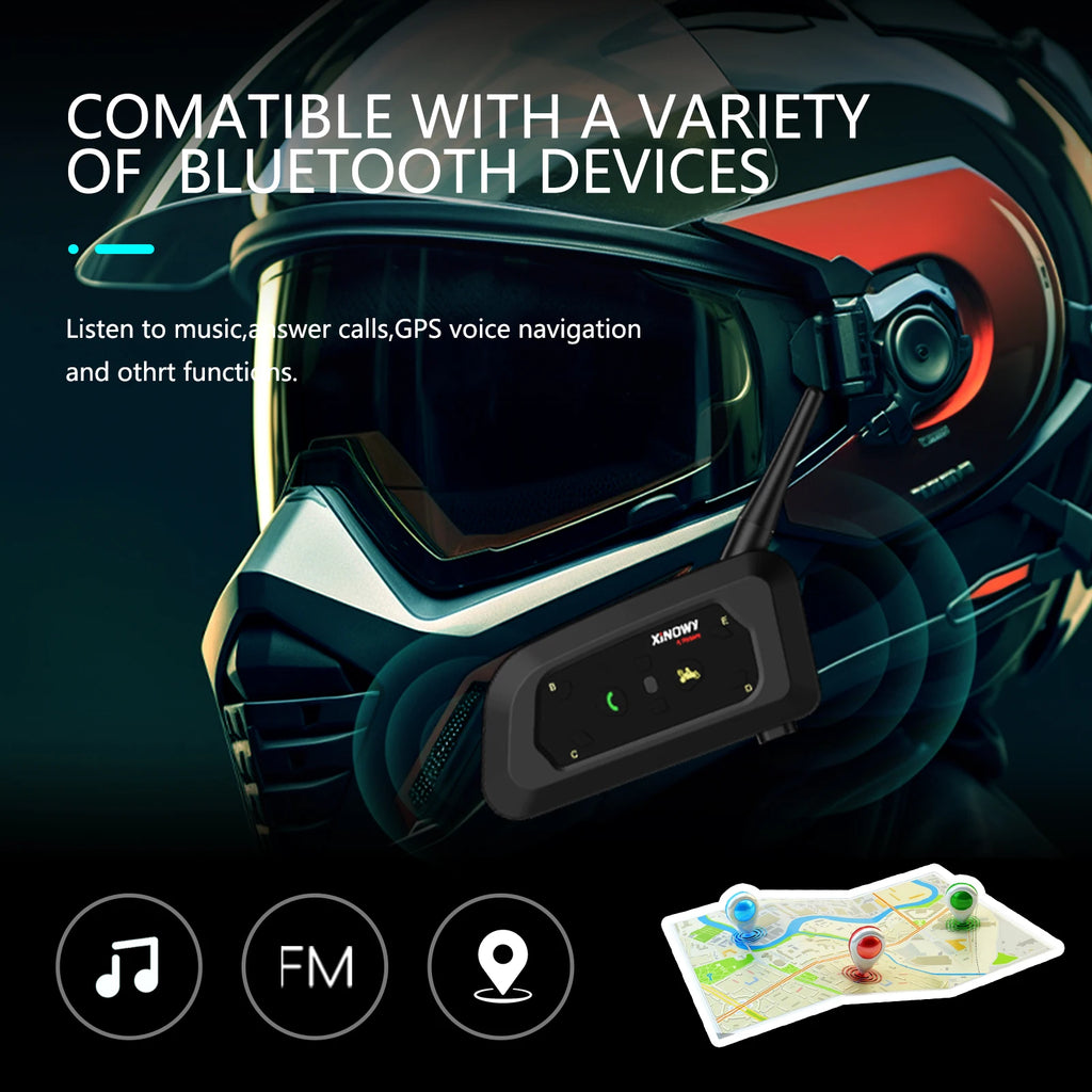 Motorcycle Bluetooth Helmet Intercom – Wireless Headset for Group Riding