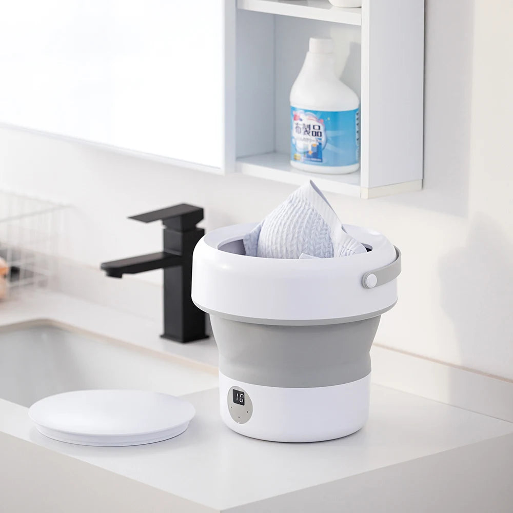 Portable Folding Washing Machine – Ultrasonic Mini Washer for Travel and Home