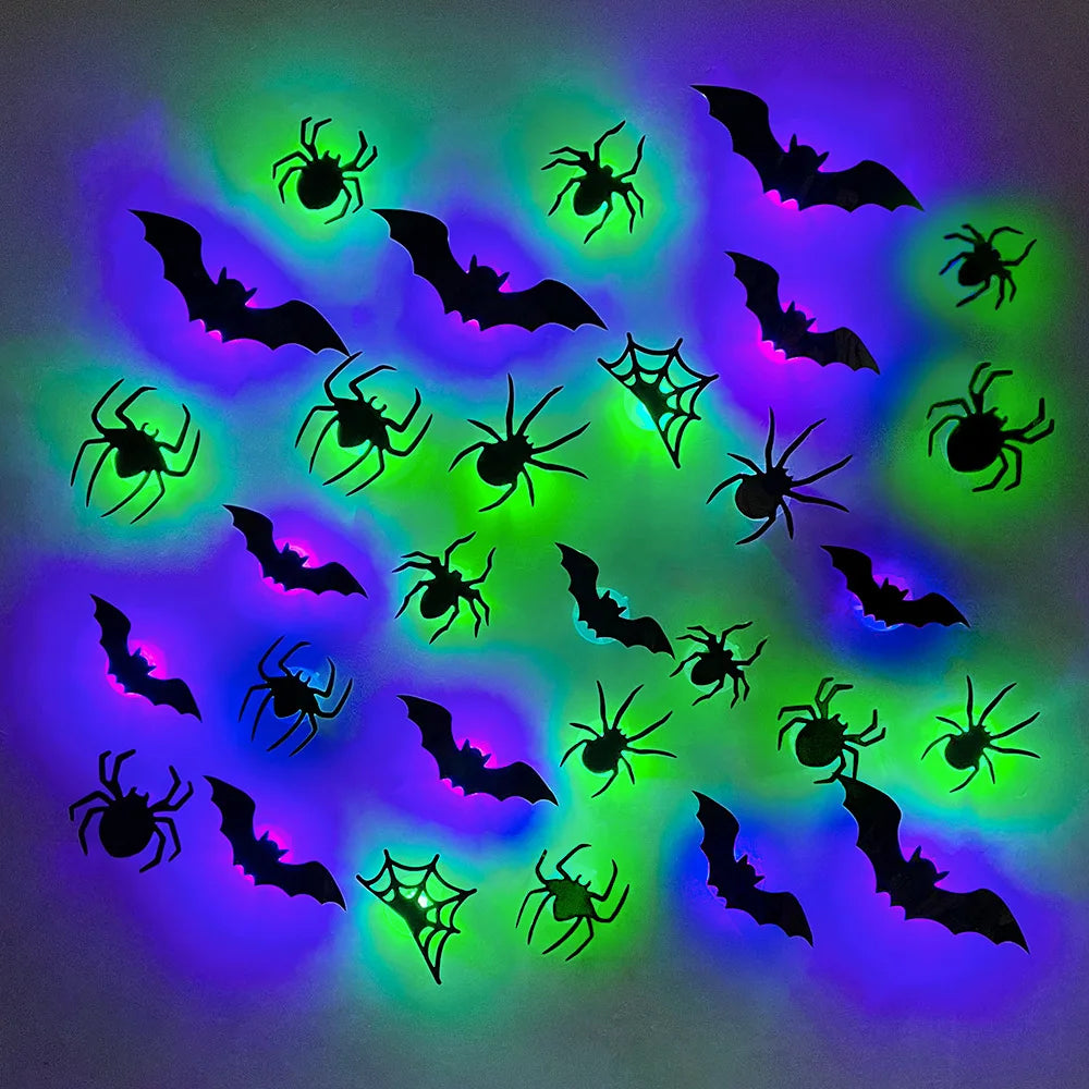 3D LED Bat Spider Wall Light – Decorative Halloween Party Glow Sticker