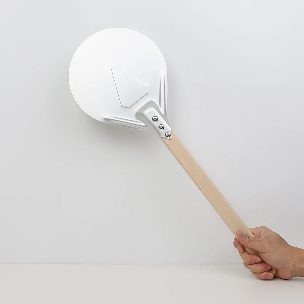Perforated Aluminum Pizza Peel – Non-Slip Wooden Handle for Home Baking