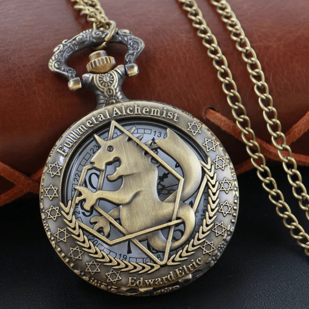 Steampunk Quartz Pocket Watch – Bronze Necklace Pendant for Vintage Cosplay