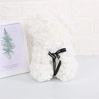 Artificial Rose Bear – 25cm Flower Figurine for Valentine Anniversary Gift