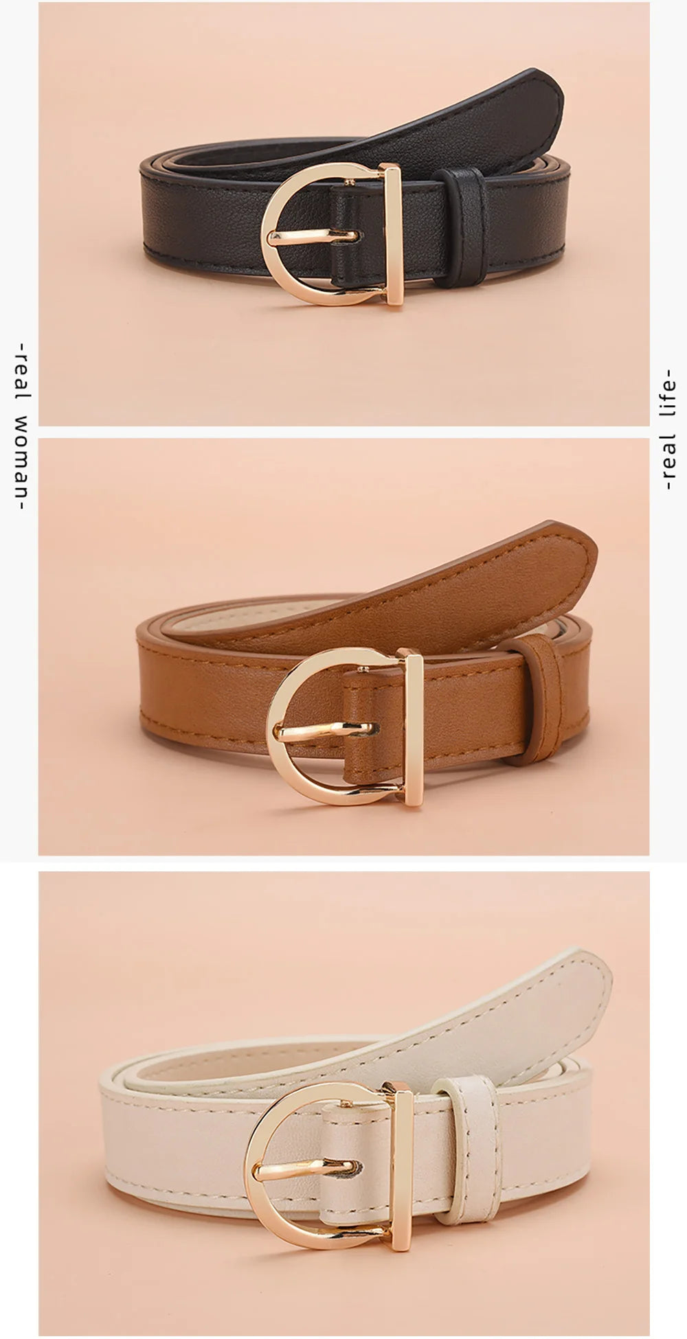 Genuine Leather Slim Belt – Adjustable Pin Buckle for Jeans and Casual Wear