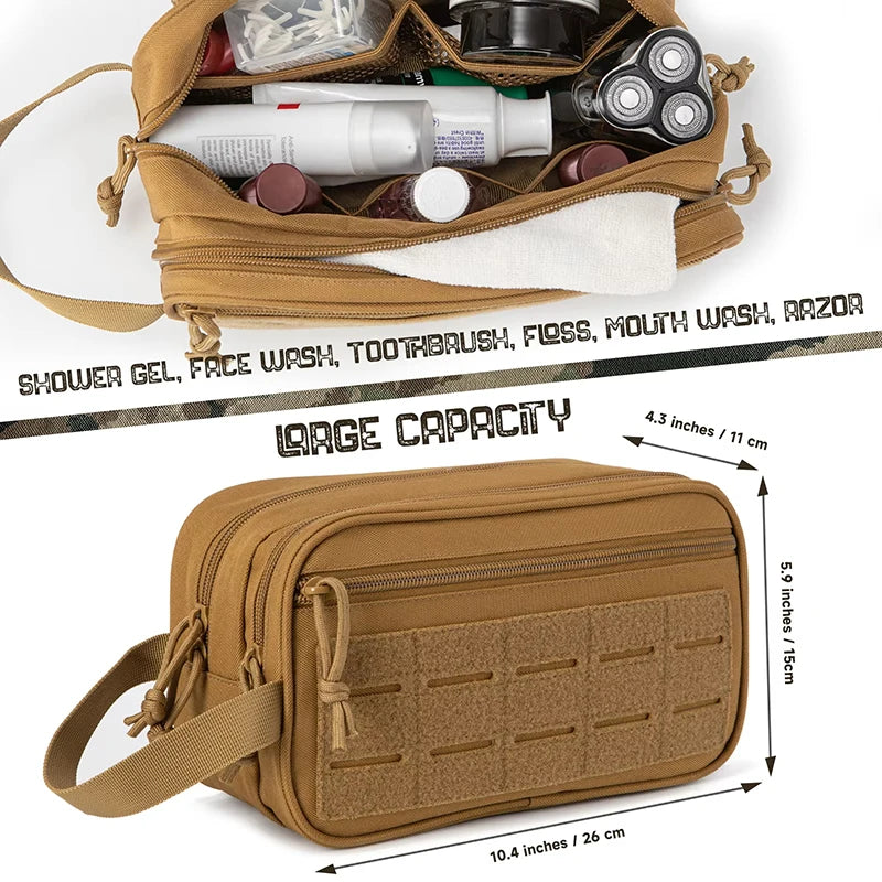 Tactical Waterproof Toiletry Bag – Molle Dopp Kit for Travel and Outdoors