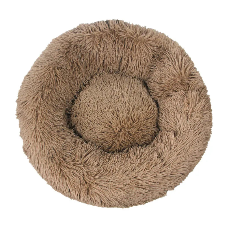 Round Plush Pet Bed – Soft Warm Dog House for Large and Medium Pets