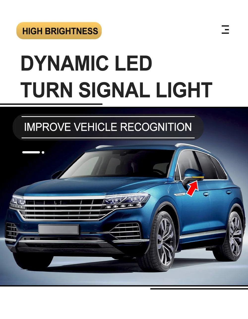 Dynamic LED Side Mirror Indicators – Sequential Blinker Lights for VW Tiguan