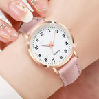 Arabic Dial Quartz Wristwatch – Leather Strap Casual Gift for Women