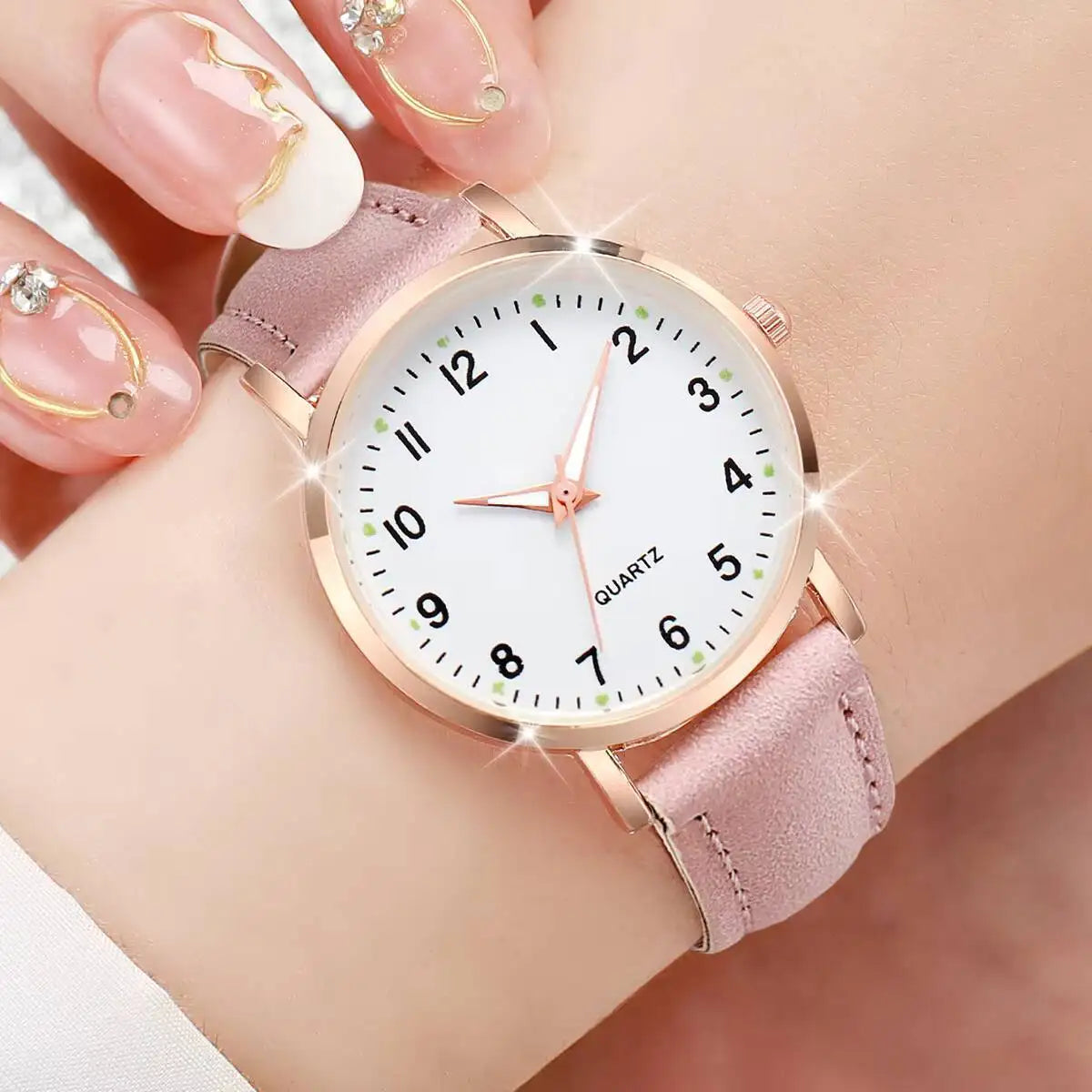Arabic Dial Quartz Wristwatch – Leather Strap Casual Gift for Women