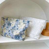 Floral Print Cosmetic Bag – Zippered Makeup Pouch for Travel Essentials