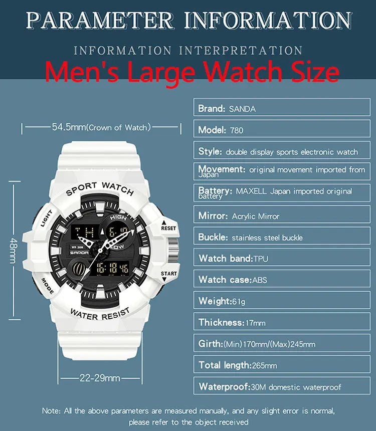 Digital Sports Watch – Waterproof LED Military Timepiece for Outdoor Men