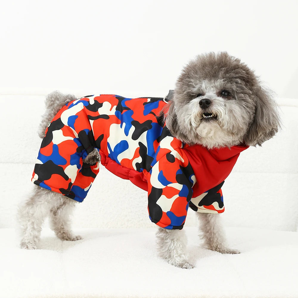 Waterproof Camouflage Dog Jumpsuit – Reflective Winter Coat for Small Medium Dogs