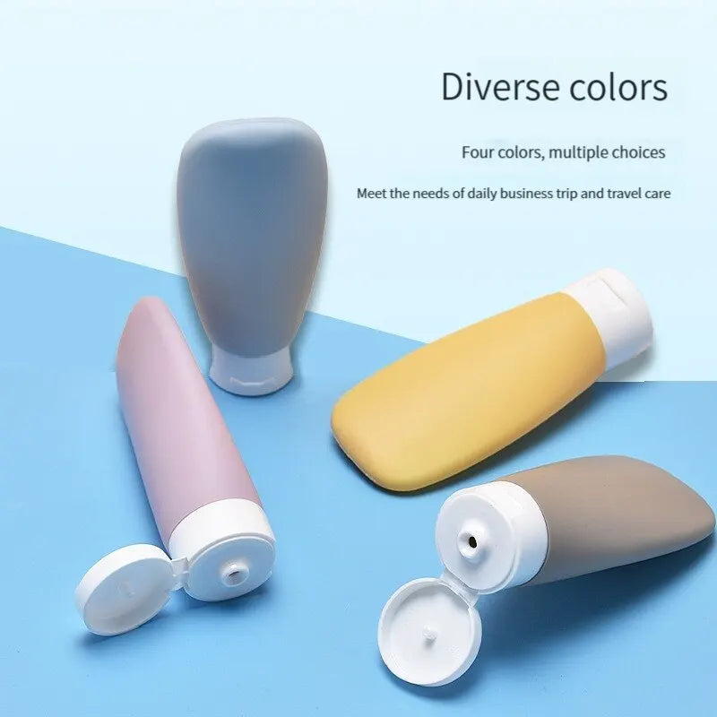 Refillable 60ml Squeeze Tubes – Soft Silicone Containers for Travel Toiletries