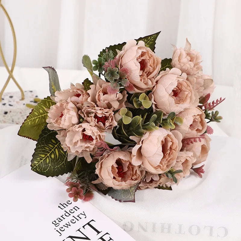 Artificial Peony Flower Bundle – Silk Floral Arrangement for Wedding Decor