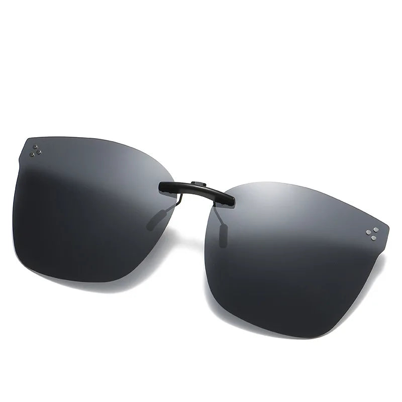 Polarized Flip-Up Square Sunglasses – Aluminum Clip-On for Myopia Glasses