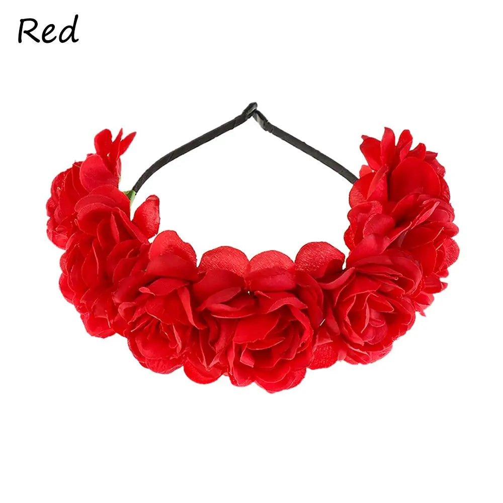 Mexican Rose Flower Crown – Boho Floral Headpiece for Halloween Party Wedding