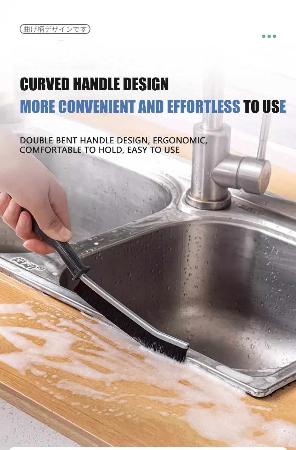 Hard Bristle Crevice Brush – Precision Scrubber for Kitchen and Tile Seams