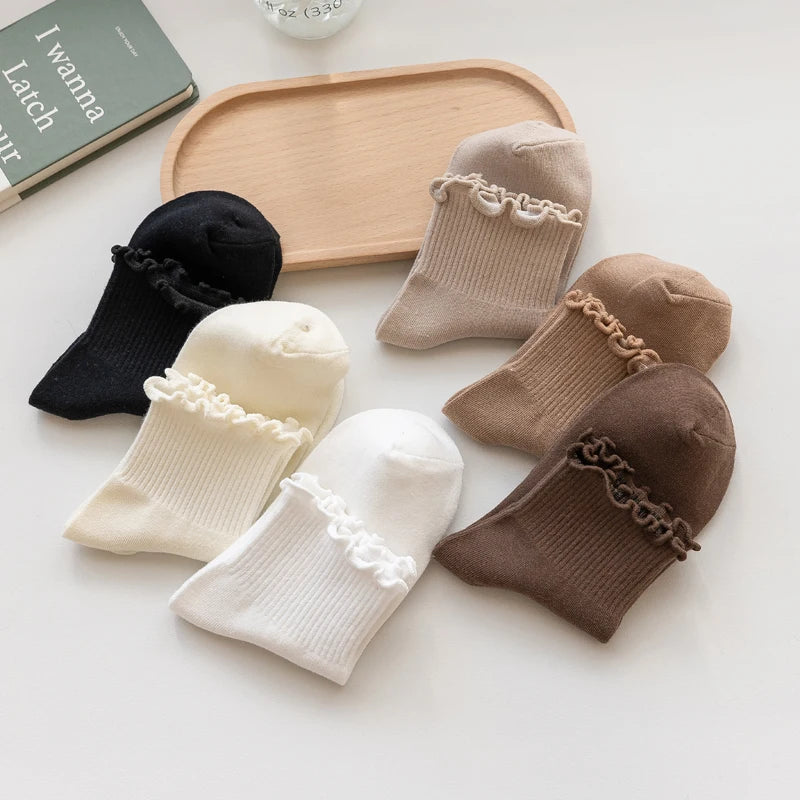 Ruffled Ankle Socks – Breathable Japanese Style Kawaii Hosiery for Women