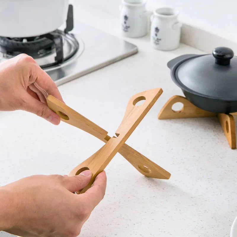 Wooden Cross Trivet – Heat-Resistant Foldable Mat for Kitchen Dining