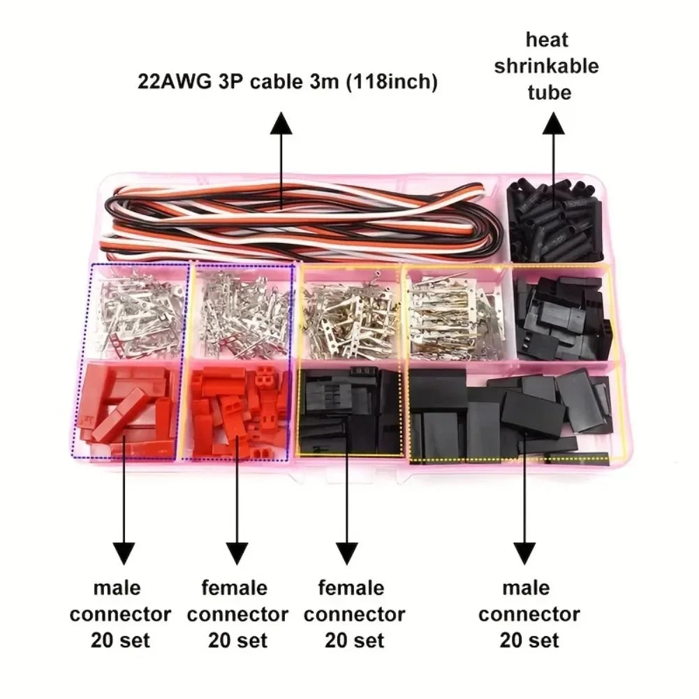 JST Connector Kit – Male and Female Jumper Plugs for RC Servo Electronics