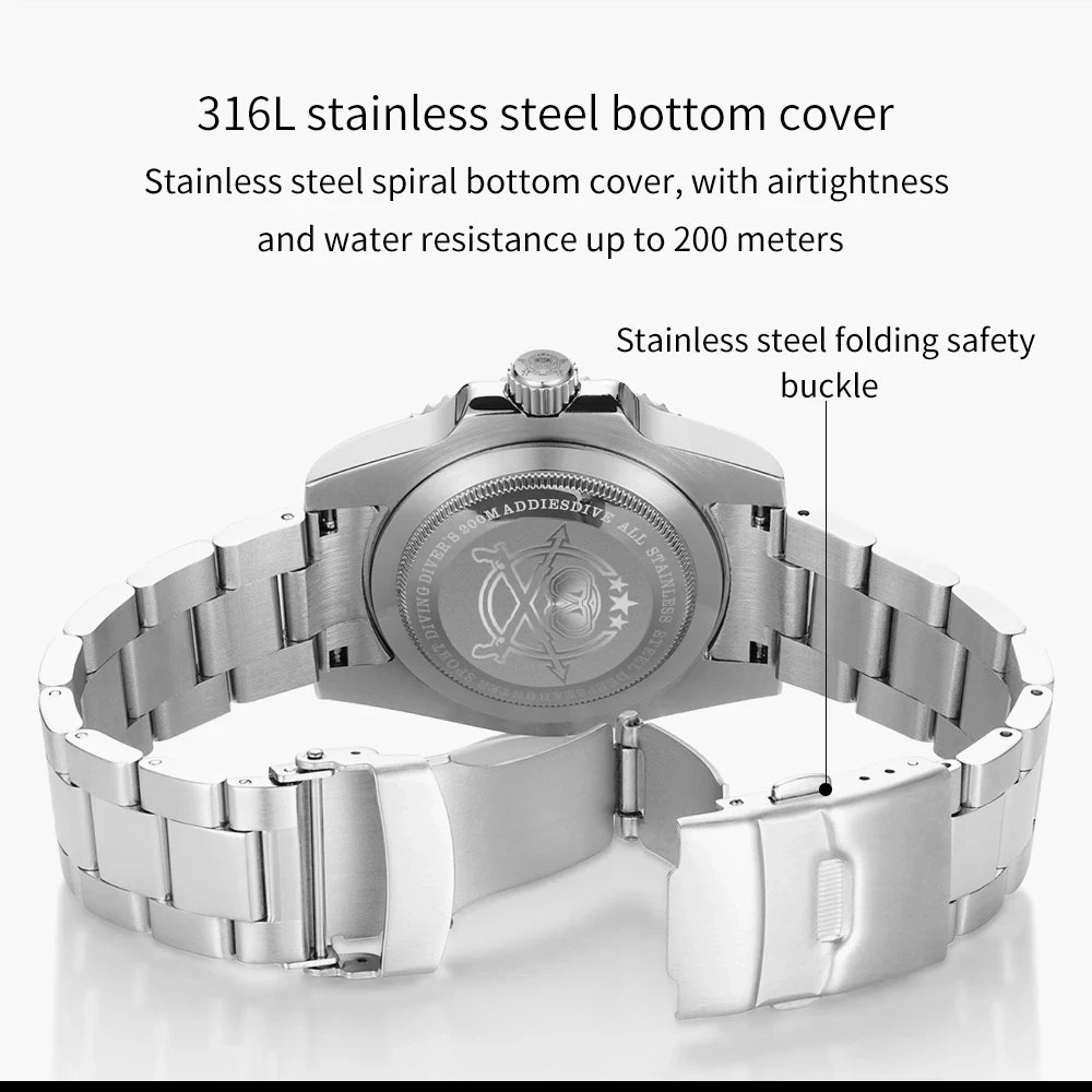 ADDIESDIVE Quartz Dive Watch – Stainless Steel Ceramic Bezel for Scuba Diving