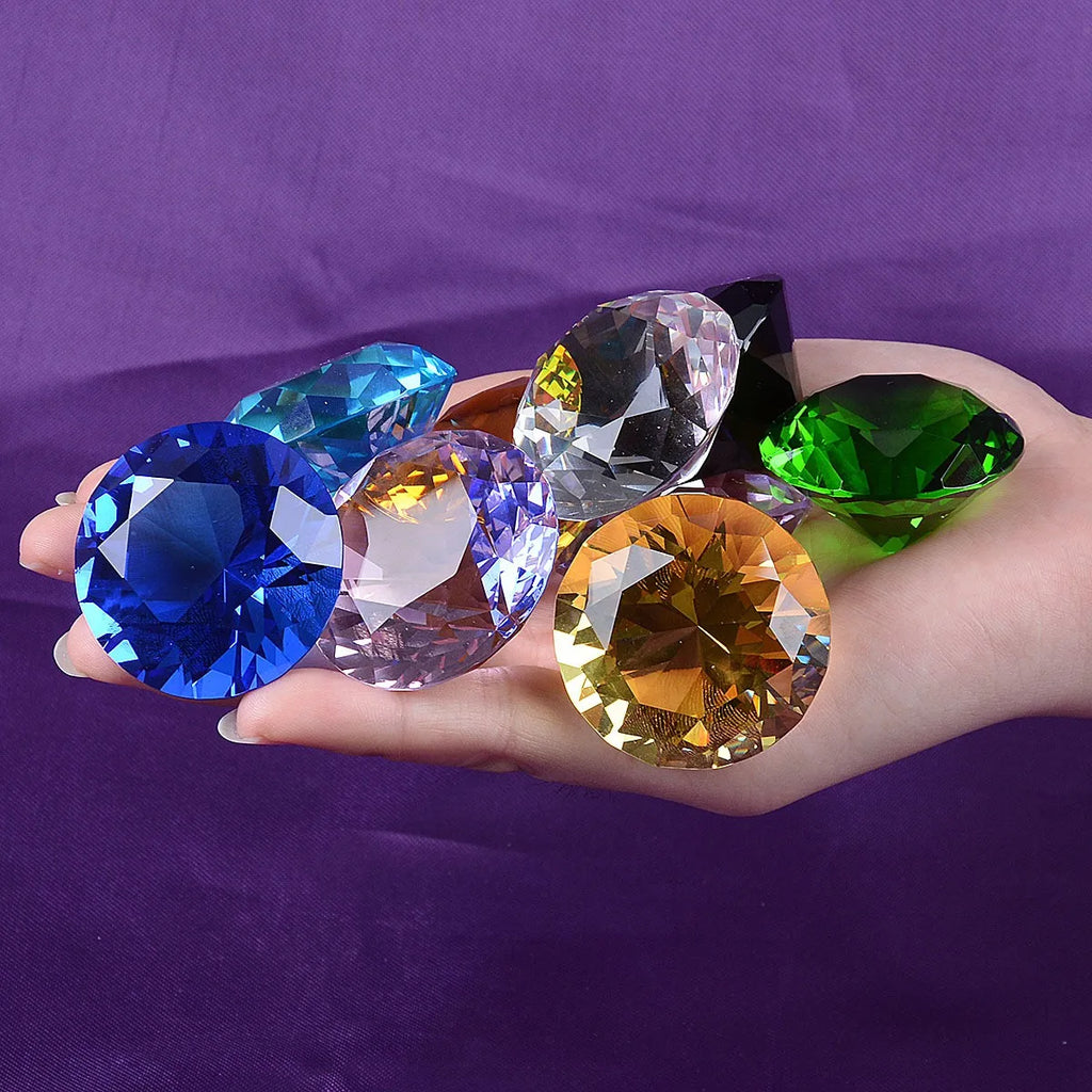 Crystal Diamond Paperweight – Large Cut Glass Gemstone for Wedding Decor