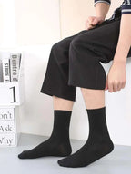 Mid Length Cotton Socks – Solid Color Business Casual for Daily Wear