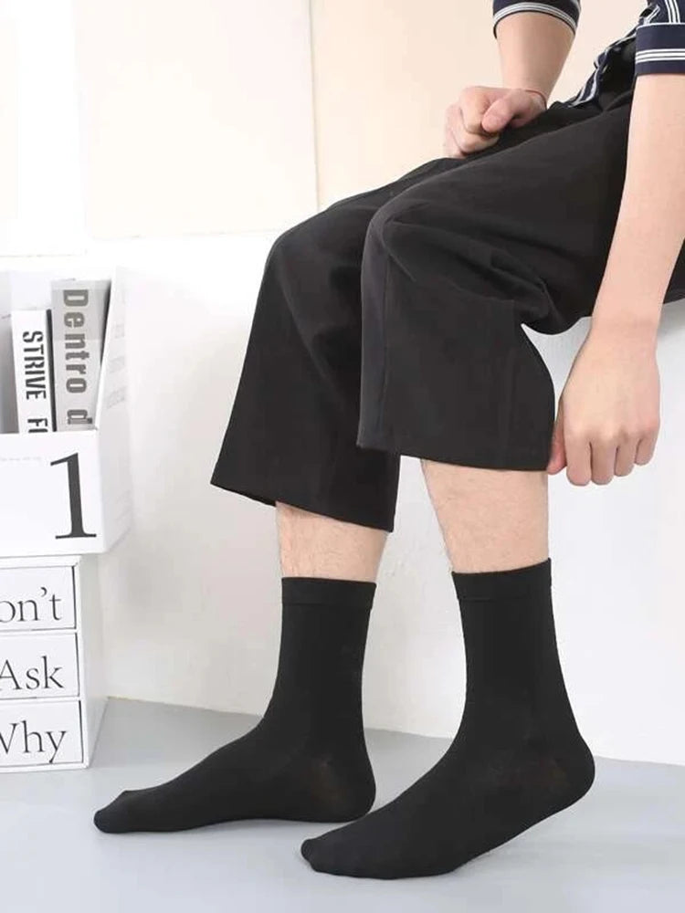 Mid Length Cotton Socks – Solid Color Business Casual for Daily Wear