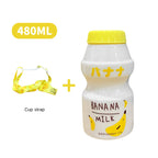Milk Carton Water Bottle – 480ml Kawaii Plastic Cup for Kids and Adults