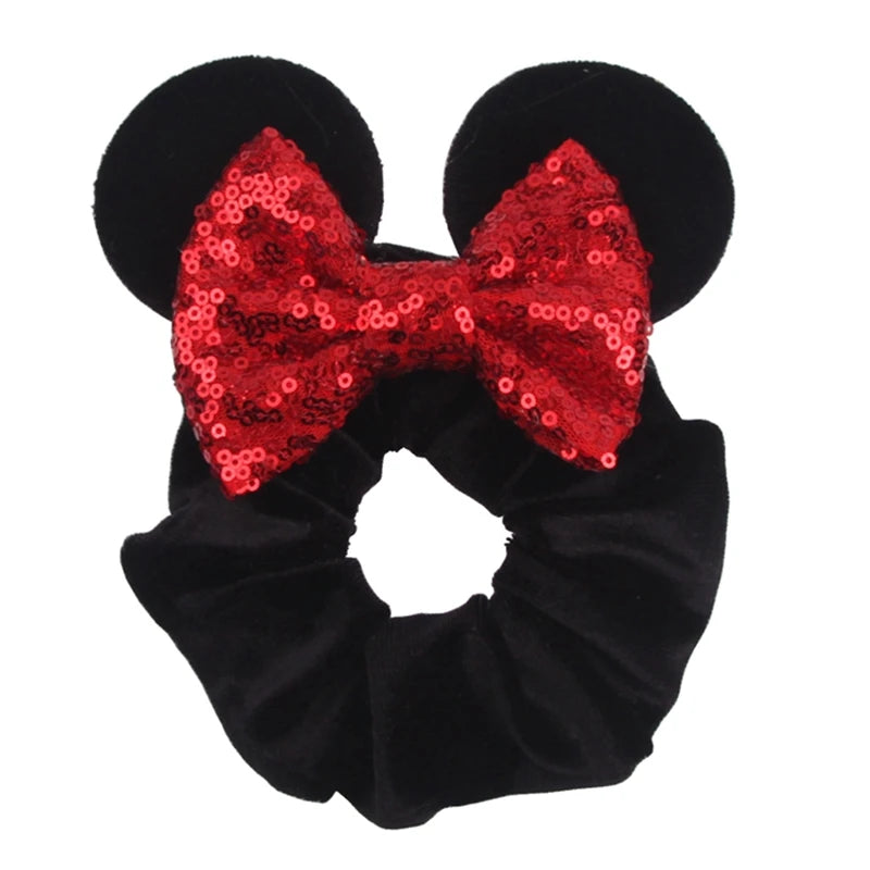 Velvet Sequin Mouse Ear Scrunchies – Elastic Hair Accessories for Kids Party