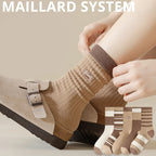 Maillard Color Crew Socks – Vintage Autumn Winter Athletic Hosiery for Women