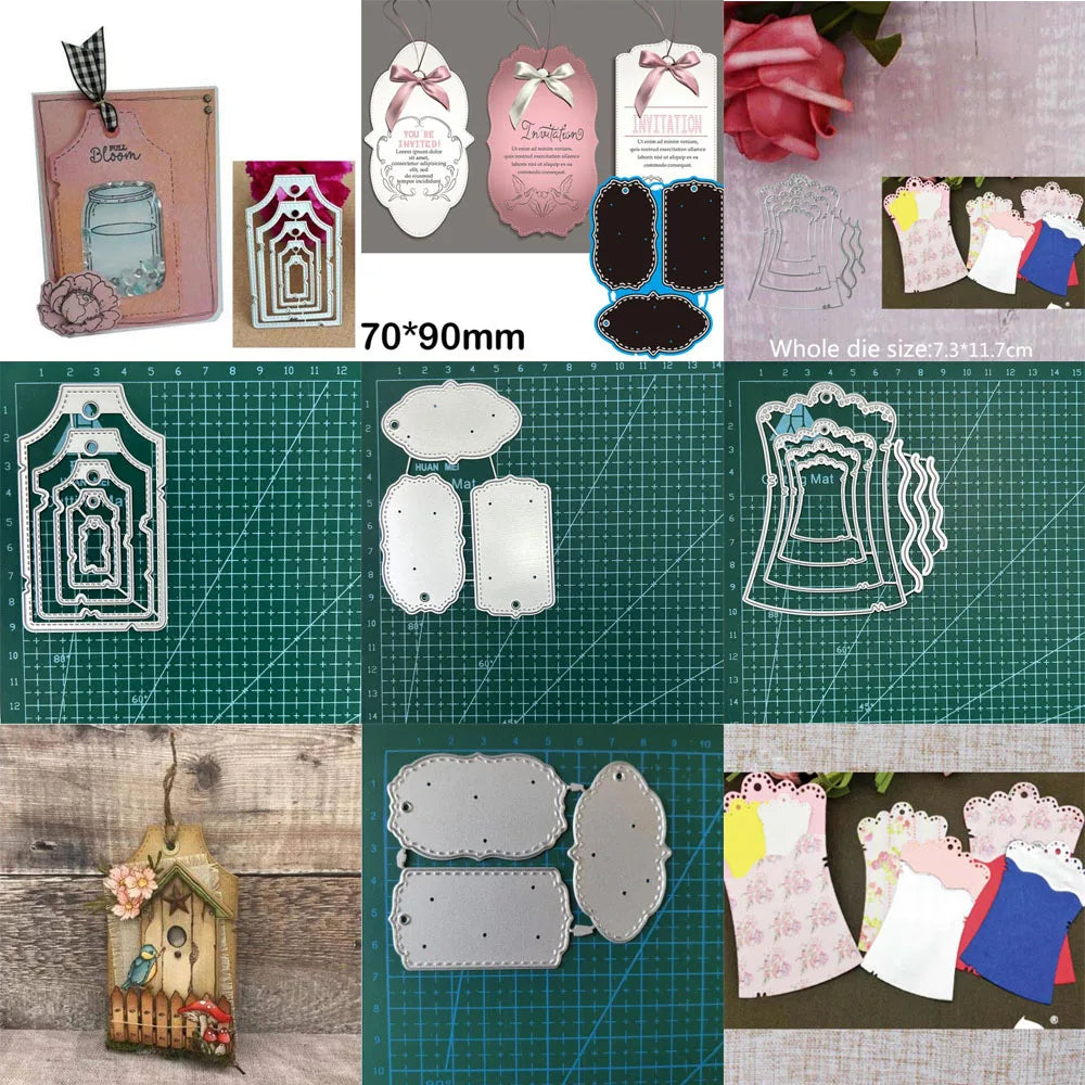 Metal Tag Cutting Dies – Layering Label Stencils for Scrapbooking Crafts