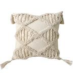 Cotton Tufted Cushion Cover – Decorative Tassel Pillowcase for Home Decor