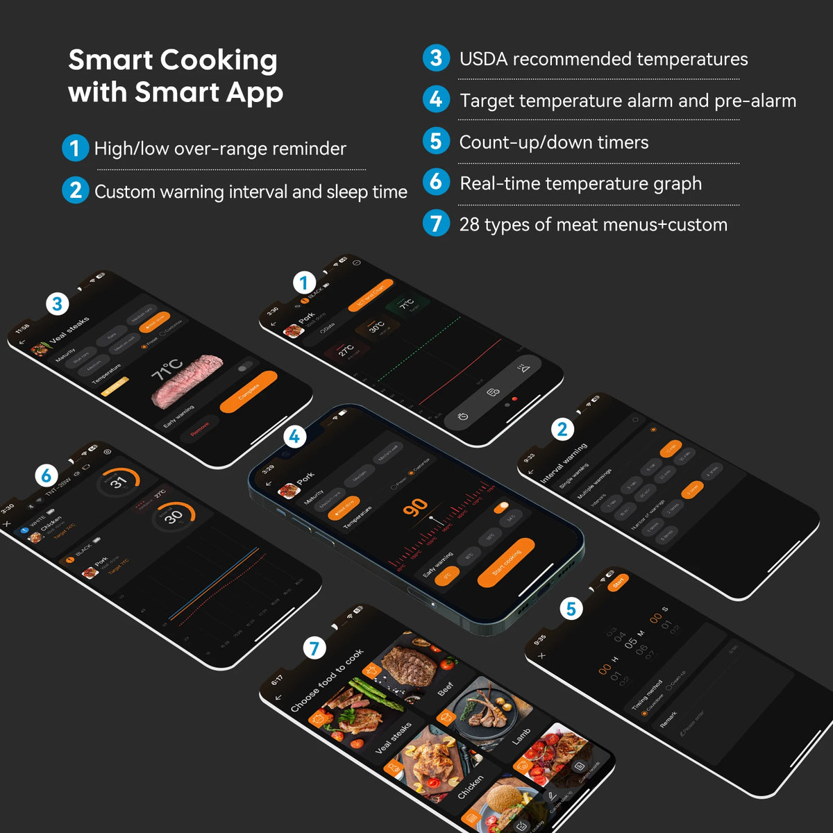 Wireless Meat Thermometer – WiFi and Bluetooth BBQ Probe for Cooking