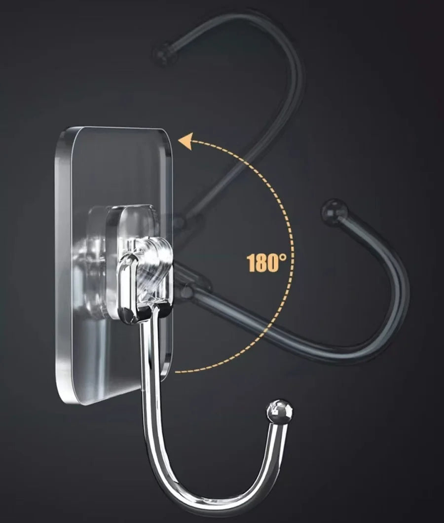 Transparent Adhesive Hooks – Heavy Duty Acrylic for Kitchen and Bathroom Wall