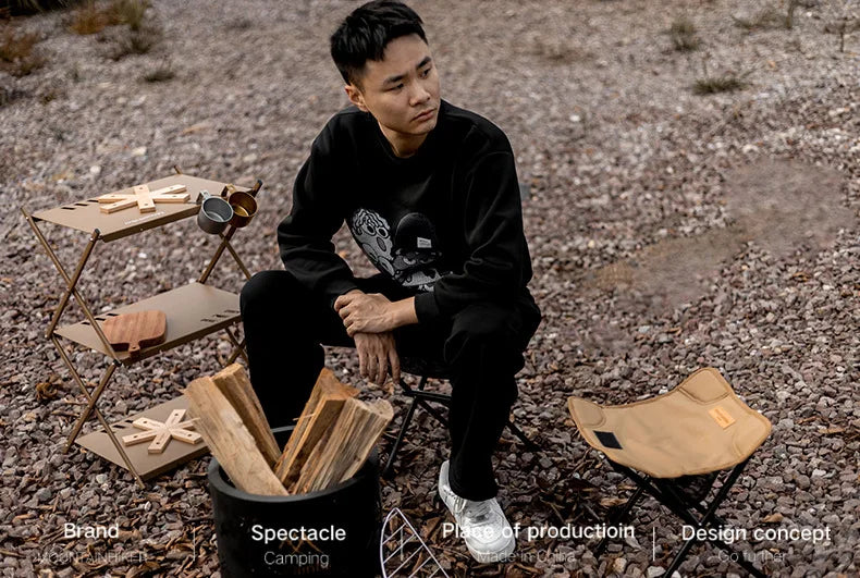 Ultralight Folding Camping Chair – Portable Aluminum Moon Chair for Outdoor Hiking