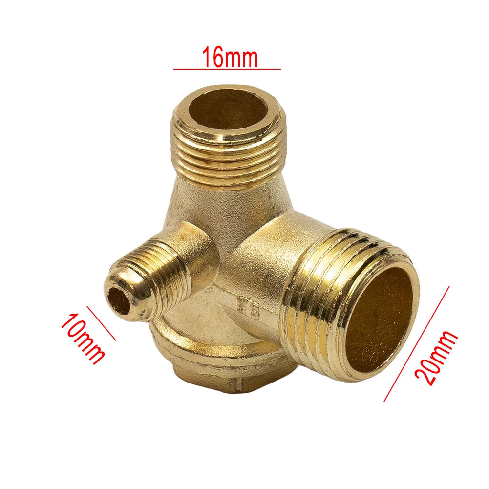 Air Compressor Check Valve – 3-Port Male Thread Connector for Pneumatic Systems