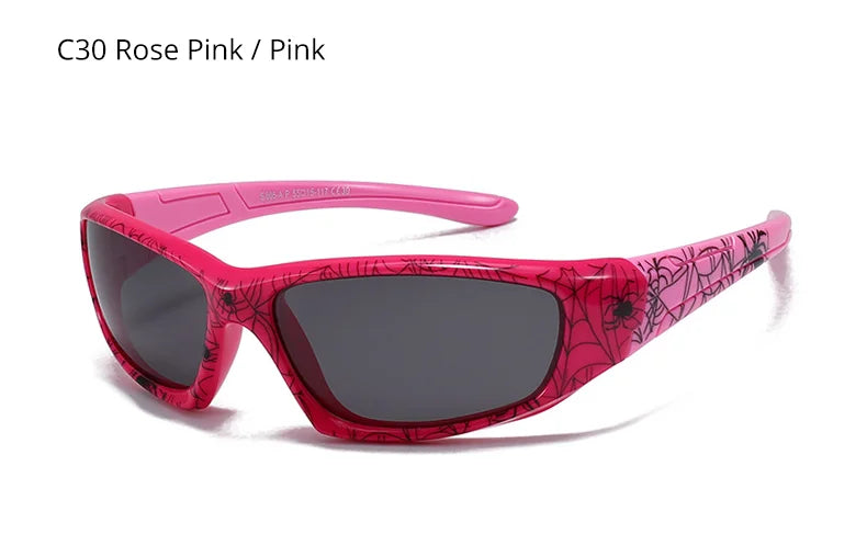 Polarized Spider Web Kids Sunglasses – UV400 Outdoor Sport Shades for 3-9y