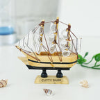 Mediterranean Wooden Boat Decor – Nautical Ship Ornament for Home Decoration