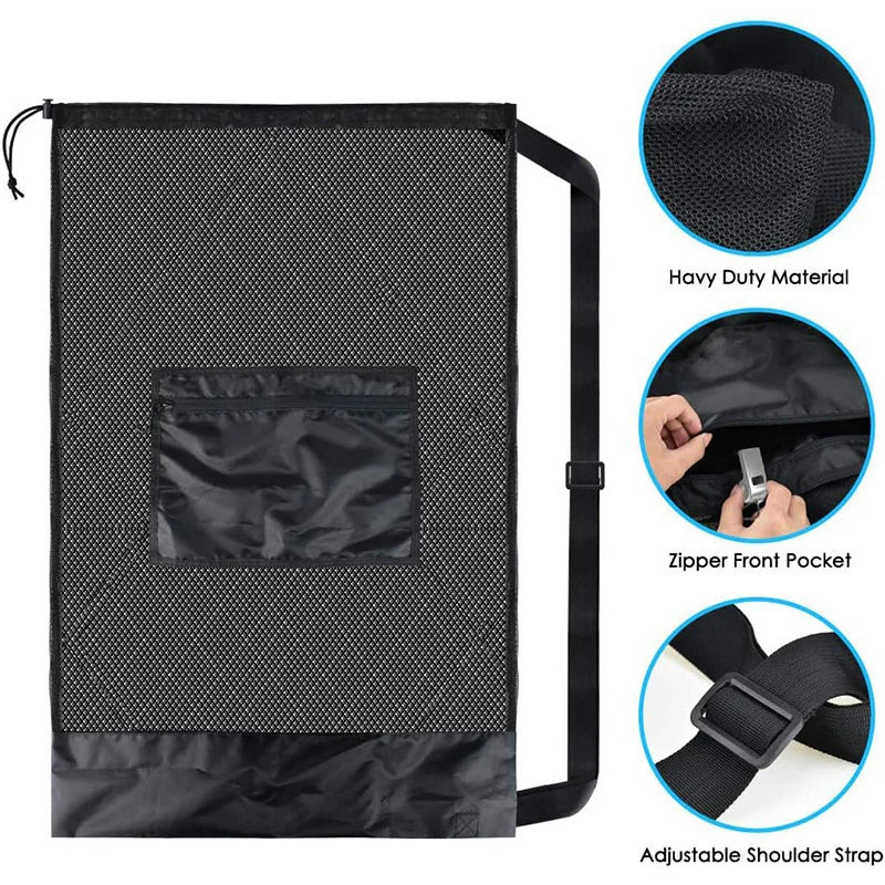 Extra Large Mesh Sports Ball Bag – Zipper Pocket Carrier for Gym and Training