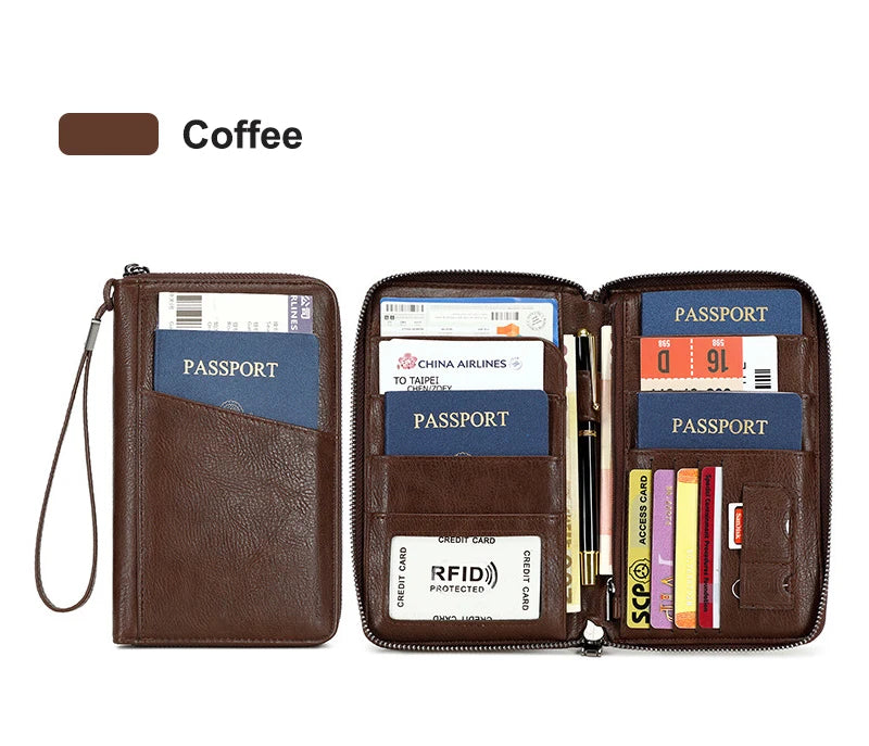RFID Leather Passport Wallet – Anti-Theft Card Holder for Travel