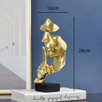 Abstract Thinker Resin Statue – Gold Silence Face Sculpture for Home Decor