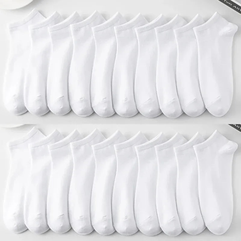 Men's Ankle Boat Socks – Solid Color Sweat-Absorbent Cotton for Business Sport